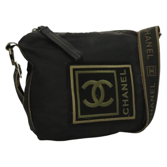CHANEL Sports Shoulder Bag Nylon Black Silver CC Auth bs27931 - Picture 1 of 16